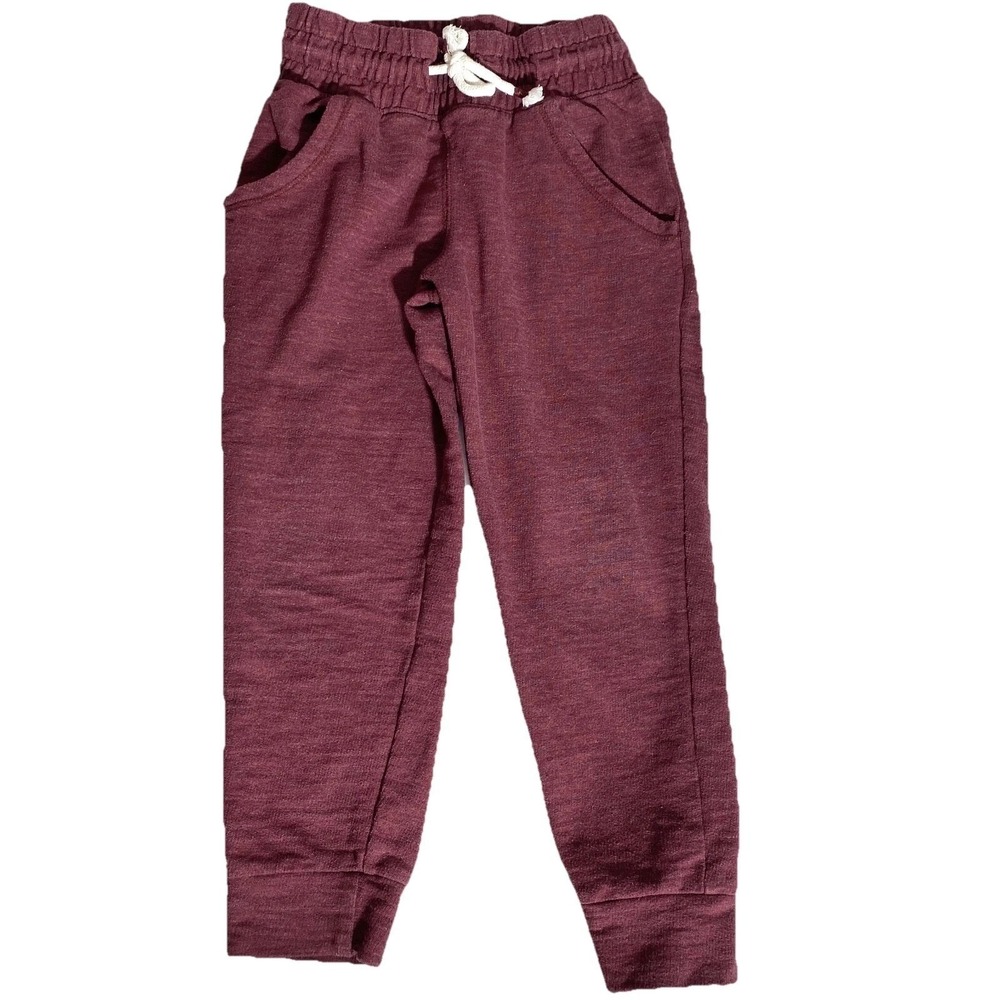 Cat & Jack Boys Girls XS 4/5 Burgundy Heathered Jogger Sweatpants Drawstring